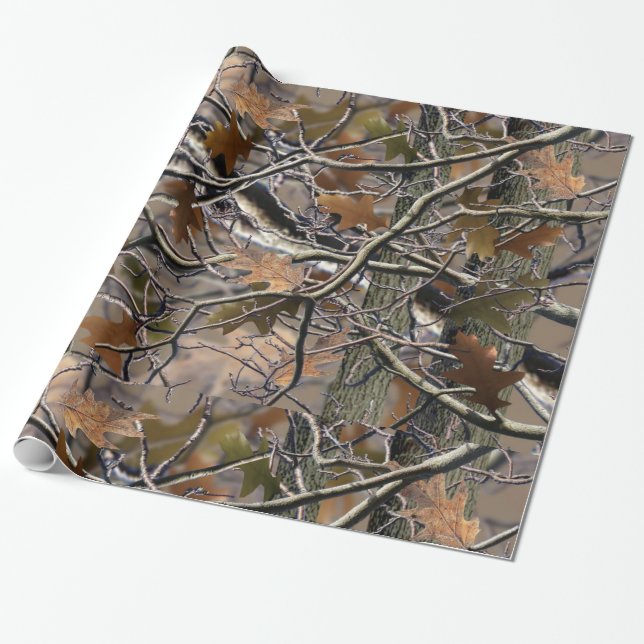 Papier Cadeau Papier d'enveloppement de Camo Arbre Réel (Déroulé)