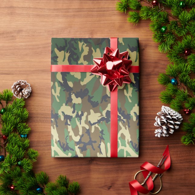 Papier Cadeau Papier d'enveloppement de Camo Woodland (Cadeau de vacances)
