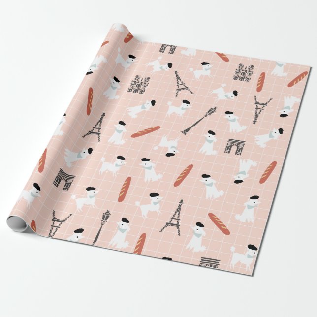 Papier Cadeau Papier d'enveloppement de caniche français (Déroulé)