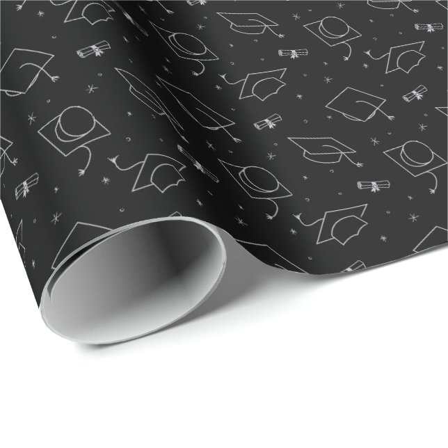 Papier Cadeau Papier d'enveloppement de capuchon de graduation n (Coin rond)