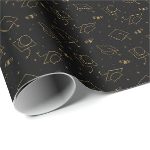 Papier Cadeau Papier d'enveloppement de capuchon noir et or