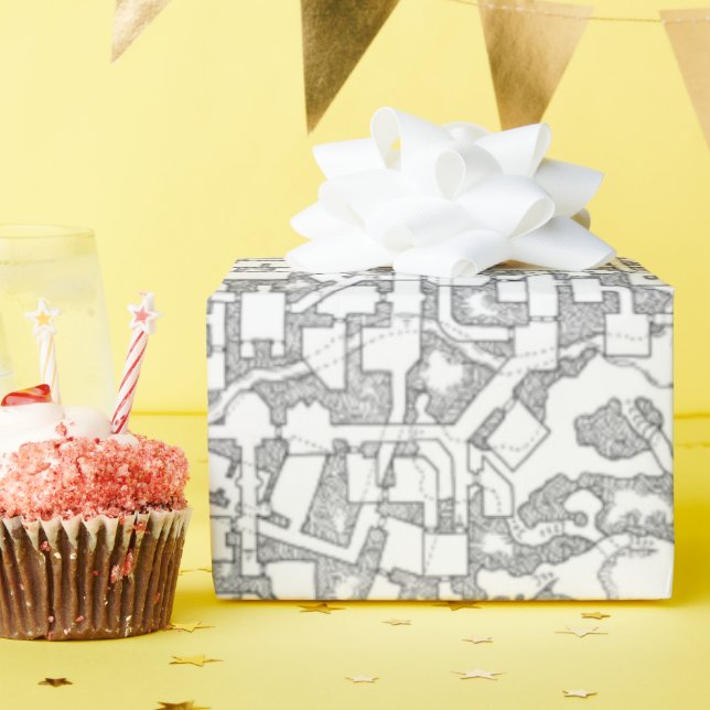 Papier Cadeau Papier d'enveloppement de carte de donjon D&D (Fête d'anniversaire)