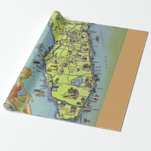 Papier Cadeau Papier d'enveloppement de carte postale Vintage en