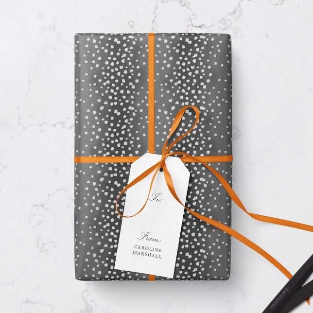 Papier Cadeau Papier d'enveloppement de cerfs gris de charbon (animal print baby deer fawn spot patterned gift wrapping paper in dark charcoal gray)