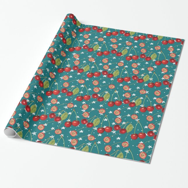 Papier Cadeau Papier d'enveloppement de cerisier avec Arrière -  (Déroulé)
