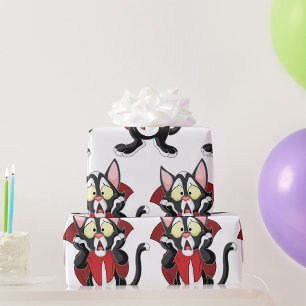 Papier Cadeau Papier d'enveloppement de chat Vampire Terrifié