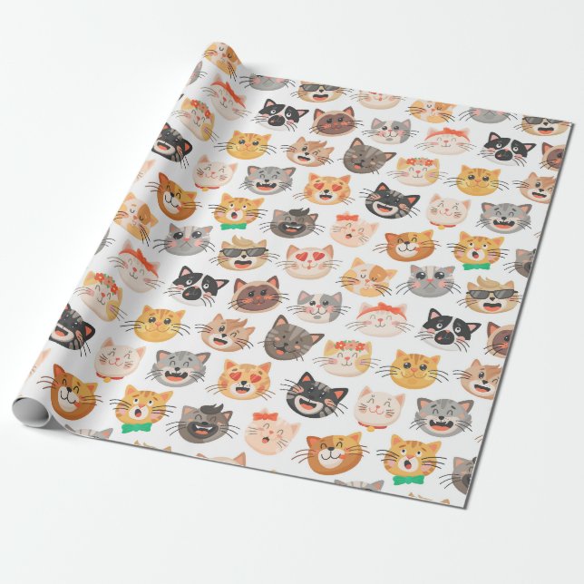 Papier Cadeau Papier d'enveloppement de chats adorables (Déroulé)