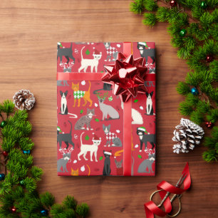 Papier Cadeau Papier d'enveloppement de chats de Noël