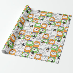 Papier Cadeau Papier d'enveloppement de chats d'Halloween