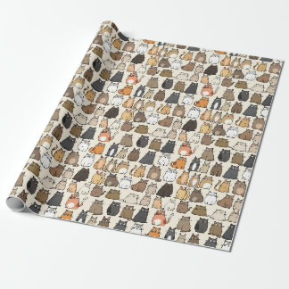 Papier Cadeau Papier d'enveloppement de chats en caricature mign