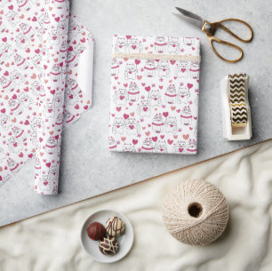 Papier Cadeau Papier d'enveloppement de chats Heureuses Saintes-