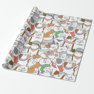 Papier Cadeau Papier d'enveloppement de chats mignons