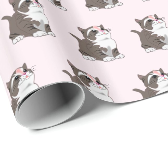 Papier Cadeau Papier d'enveloppement de chats pour bébés mignonn (Coin rond)