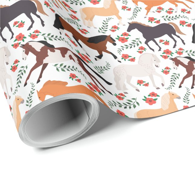 Papier Cadeau Papier d'enveloppement de cheval (Coin rond)