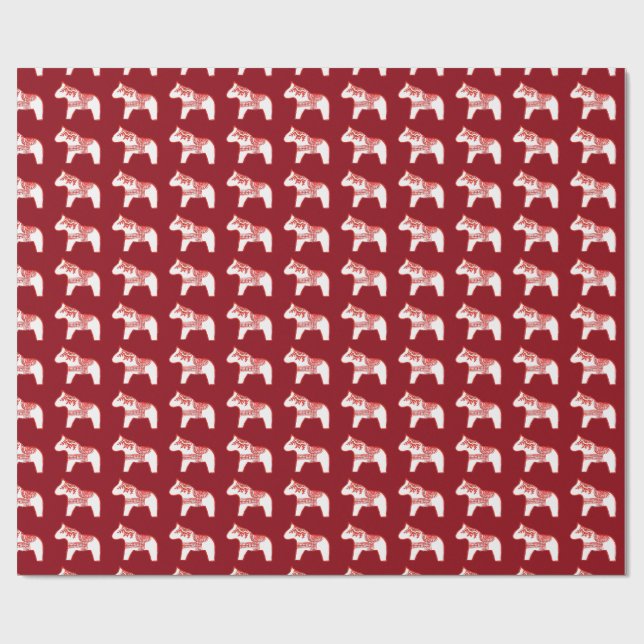Papier Cadeau Papier d'enveloppement de Cheval Rouge et Blanc Wi (Plat)