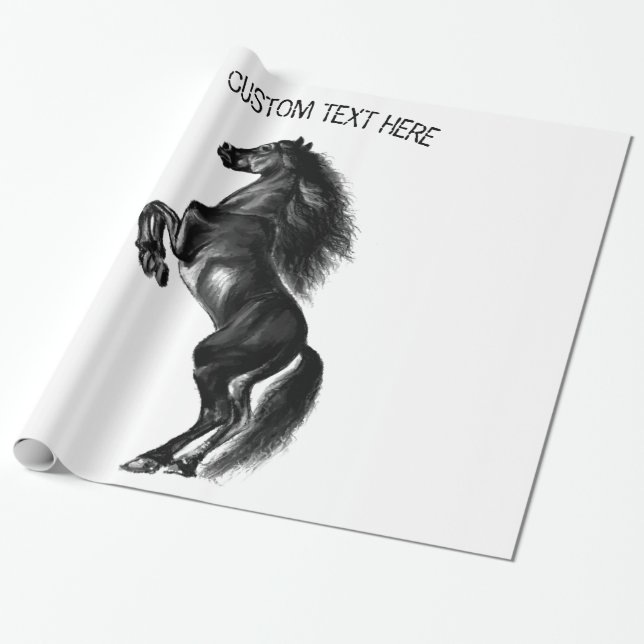 Papier Cadeau Papier d'enveloppement de Cheval sauvage noir avec (Déroulé)