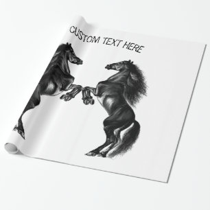 Papier Cadeau Papier d'enveloppement de cheval - Texte et couleu