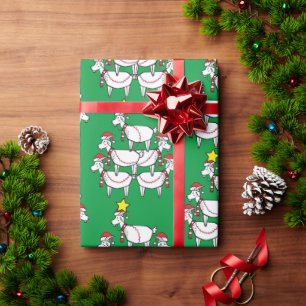 Papier Cadeau Papier d'enveloppement de chèvres Père Noël empilé