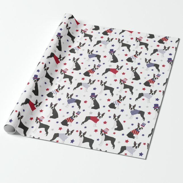 Papier Cadeau Papier d'enveloppement de chien de Terrier de Bost (Déroulé)