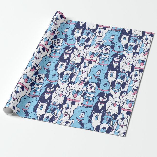 Papier Cadeau Papier d'enveloppement de chiens mignons (Déroulé)