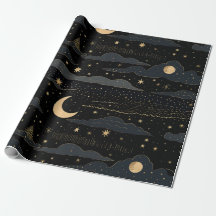 Papier d'enveloppement de ciel de nuit Golden Star