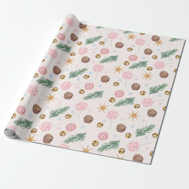 Papier Cadeau Papier d'enveloppement de cloches de Noël Lollipop (Déroulé)