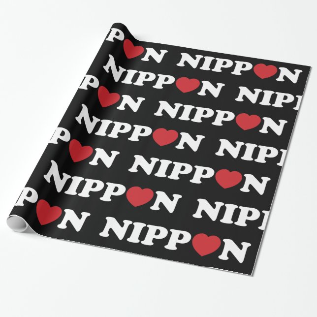 Papier Cadeau Papier d'enveloppement de coeur Nippon Love (Déroulé)