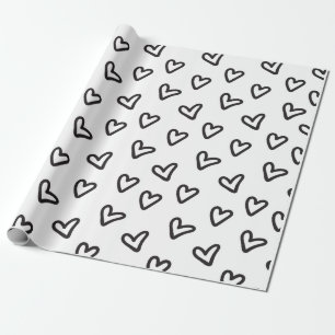Papier Cadeau Papier d'enveloppement de coeur noir