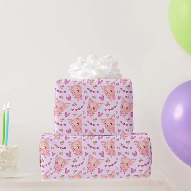 Papier Cadeau Papier d'enveloppement de coeurs et de coeurs mign (Cadeaux de fête)