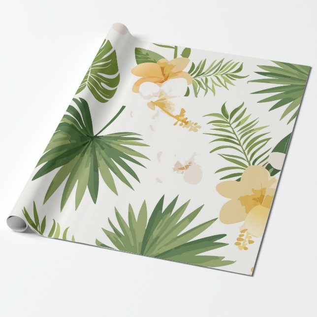 Papier Cadeau papier d'enveloppement de conception tropicale (Déroulé)