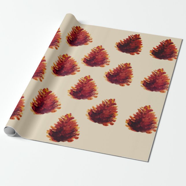 Papier Cadeau Papier d'enveloppement de cônes de pin (Déroulé)