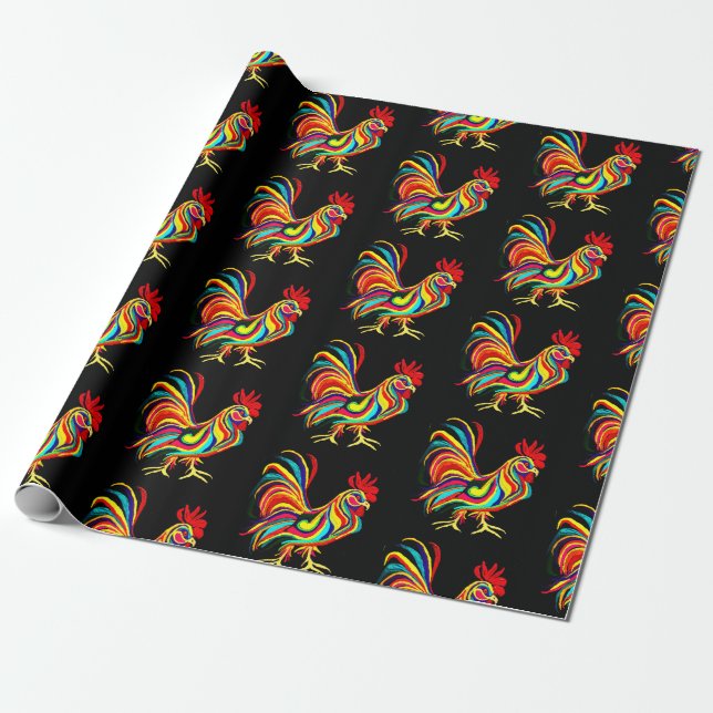 Papier Cadeau Papier d'enveloppement de coq (Déroulé)