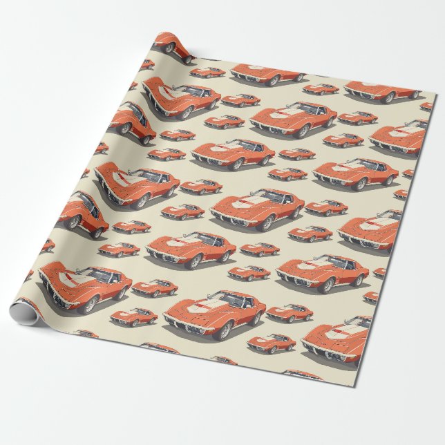 Papier Cadeau Papier d'enveloppement de corvette (Déroulé)