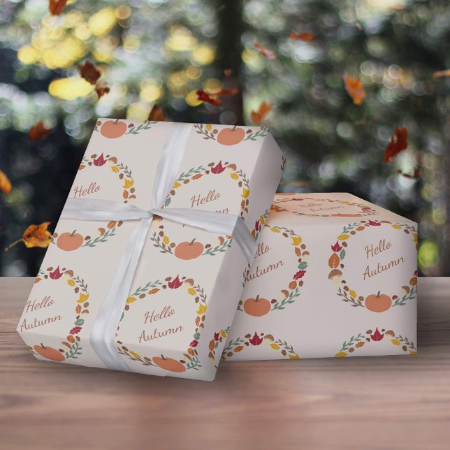 Papier Cadeau Papier d'enveloppement de couronne d'automne (Autumn Wreath Wrapping Pape)