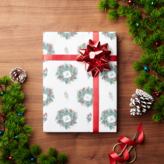 Papier Cadeau Papier d'enveloppement de couronne de Noël