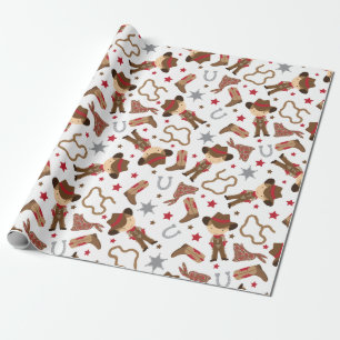Papier Cadeau Papier d'enveloppement de cowboy occidental mignon