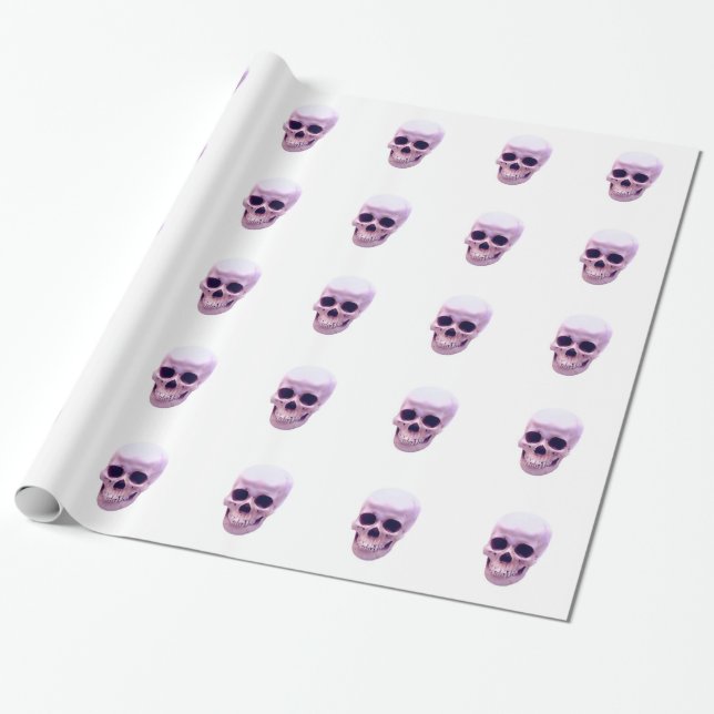 Papier Cadeau Papier d'enveloppement de crâne violet violet blan (Déroulé)