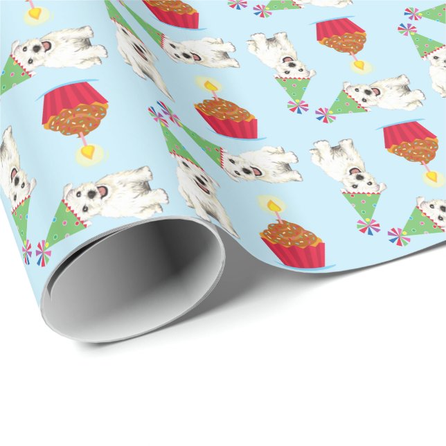 Papier Cadeau Papier d'enveloppement de cupcake Westie (Coin rond)