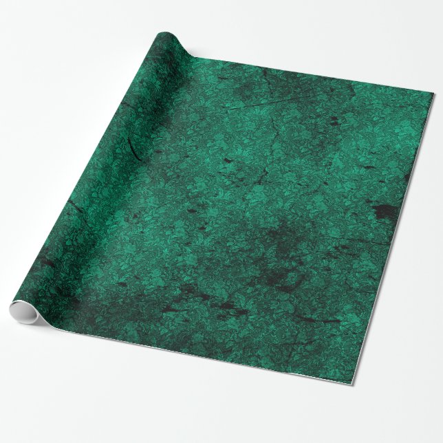 Papier Cadeau Papier d'enveloppement de Damas de Goth, vert prof (Déroulé)