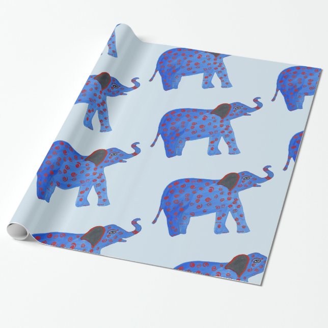 Papier Cadeau Papier d'enveloppement de dessin éléphant (Déroulé)