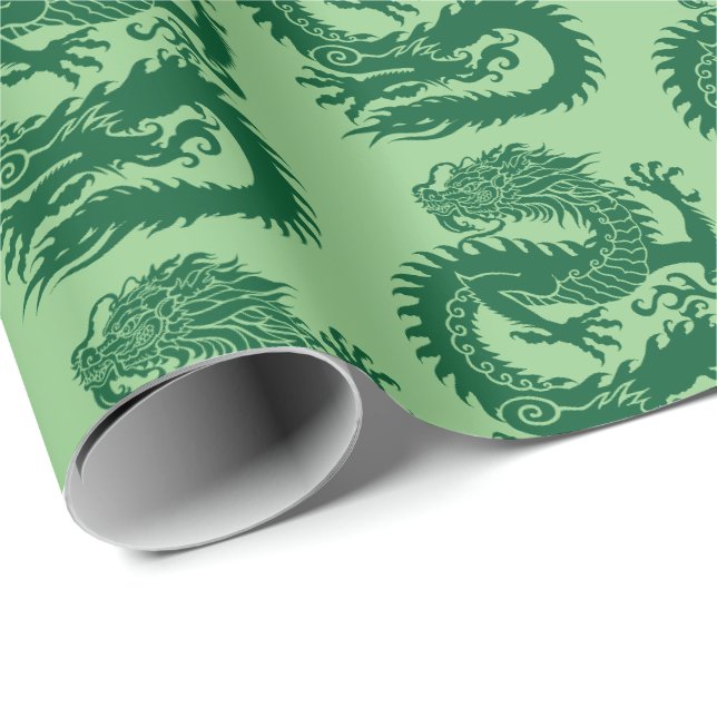 Papier Cadeau Papier d'enveloppement de dragon chinois tradition (Coin rond)