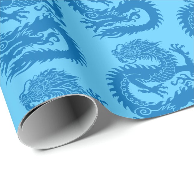 Papier Cadeau Papier d'enveloppement de dragon chinois tradition (Coin rond)