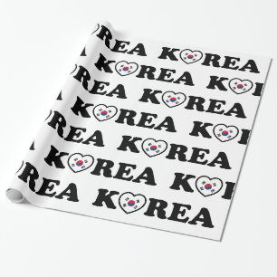 Papier Cadeau Papier d'enveloppement de drapeau de coeur amoureu
