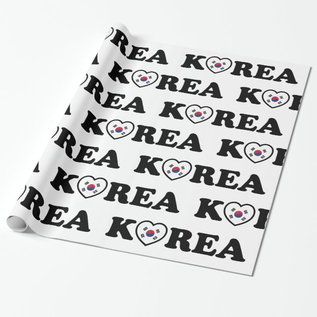 Papier Cadeau Papier d'enveloppement de drapeau de coeur amoureu (Déroulé)