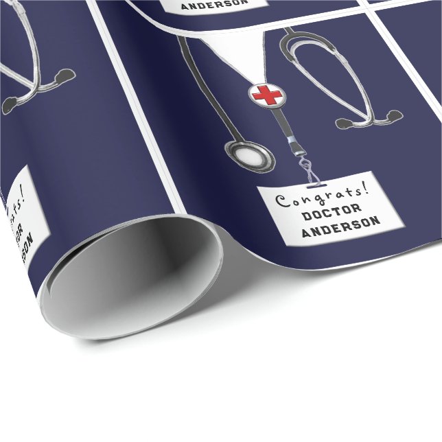 Papier Cadeau Papier d'enveloppement de fin d'études Médicales (Coin rond)