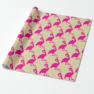 Papier Cadeau Papier d'enveloppement de Flamant rose rose chaud 