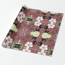 Papier d'enveloppement de fleurs de cerises et d'a