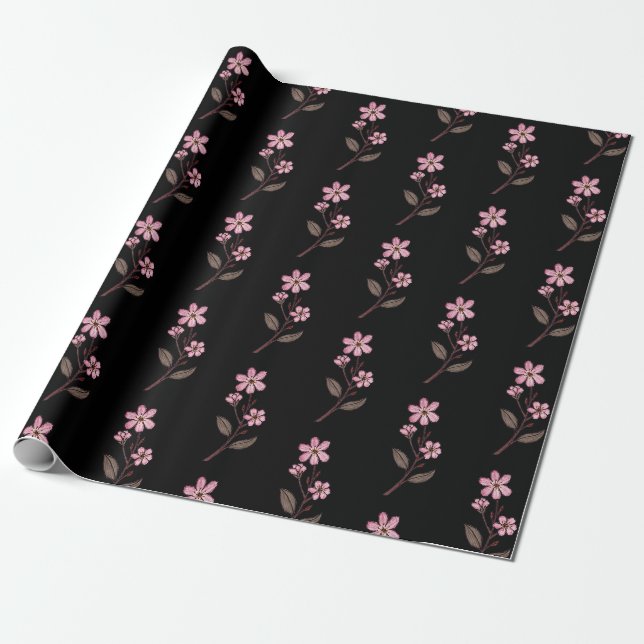 Papier Cadeau Papier d'enveloppement de fleurs de cerisier - Mot (Déroulé)