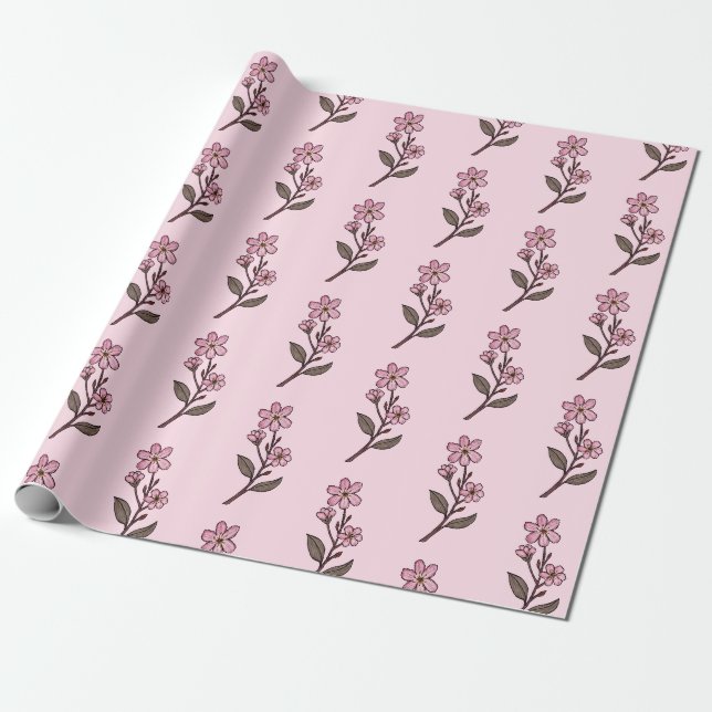 Papier Cadeau Papier d'enveloppement de fleurs de cerisier - Mot (Déroulé)
