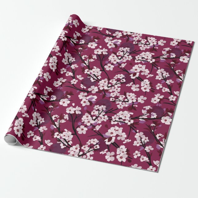 Papier Cadeau Papier d'enveloppement de fleurs de prune (Déroulé)